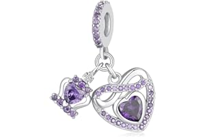 BETTY&SARAH Birthstone Charms for Pandora Charms Bracelets - 925 Sterling Silver Infinity Heart Dangle Charm fit Bracelet and Necklace Birthday Jewelry Gifts For Women