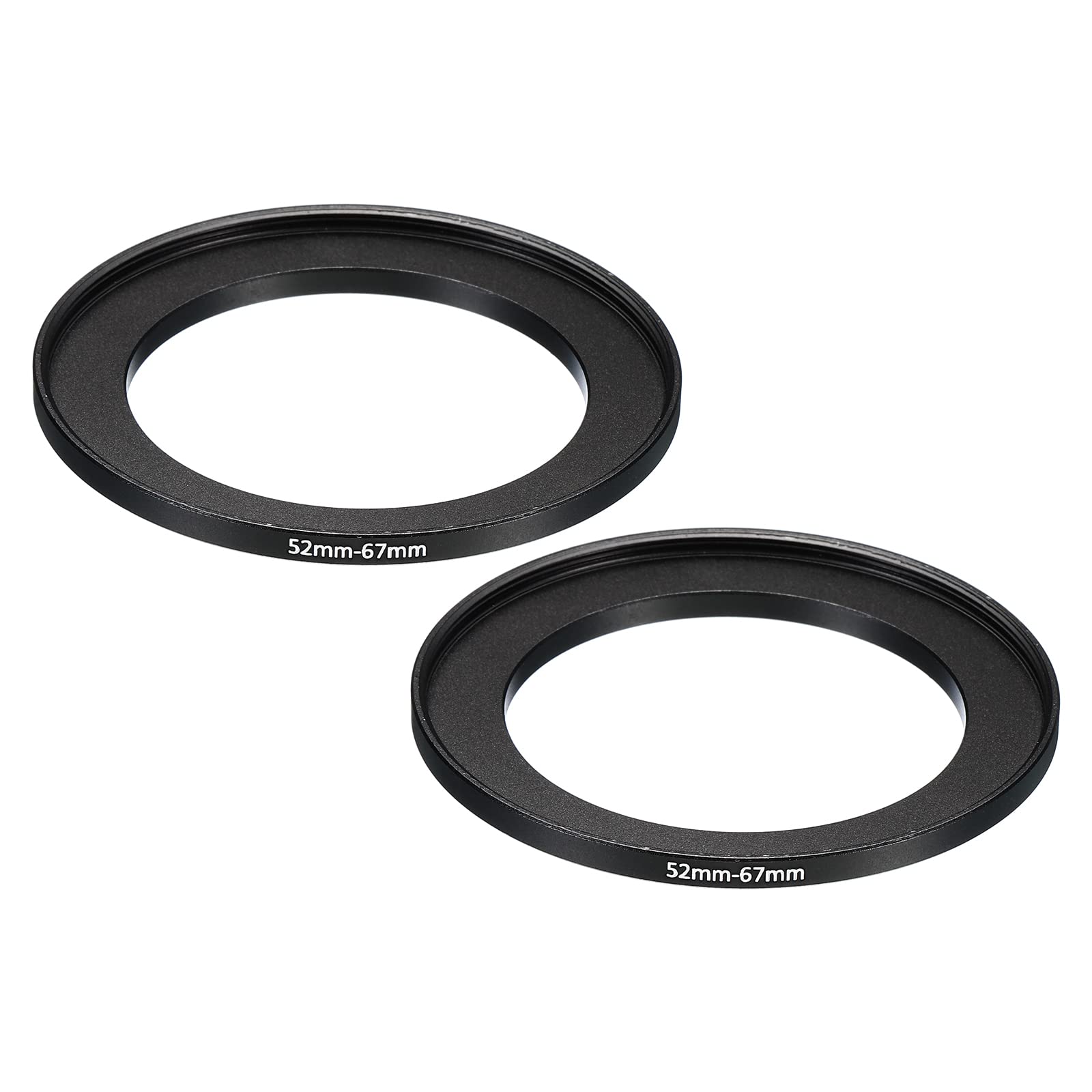 PATIKIL 52mm-67mm Metal Step Up Ring, 2 Pack Camera Lens Filter Adapter Ring Aluminum Filter Adapter Ring for Camera Lenses Hood, Black