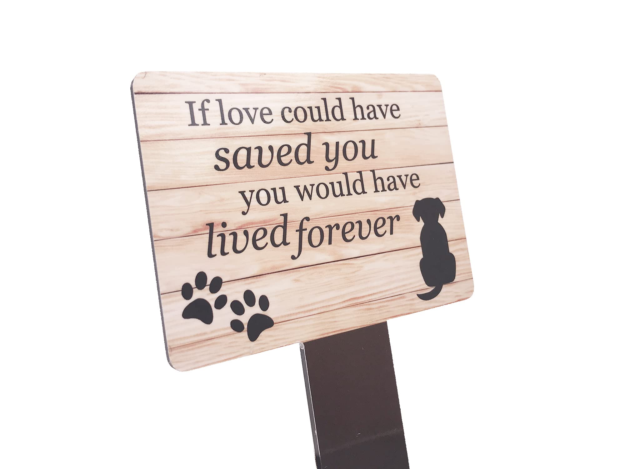 Dog Memorial Plaque with Ground Stake, Garden Grave Marker - Perfect pet tribute with a choice of remembrance poems. Waterproof and hardwearing. Shipped Globally. (Lived Forever)