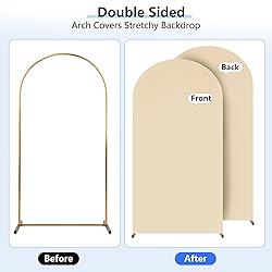 HEMMOTOP 6.6 ft Beige Arch Backdrop Cover, Spandex