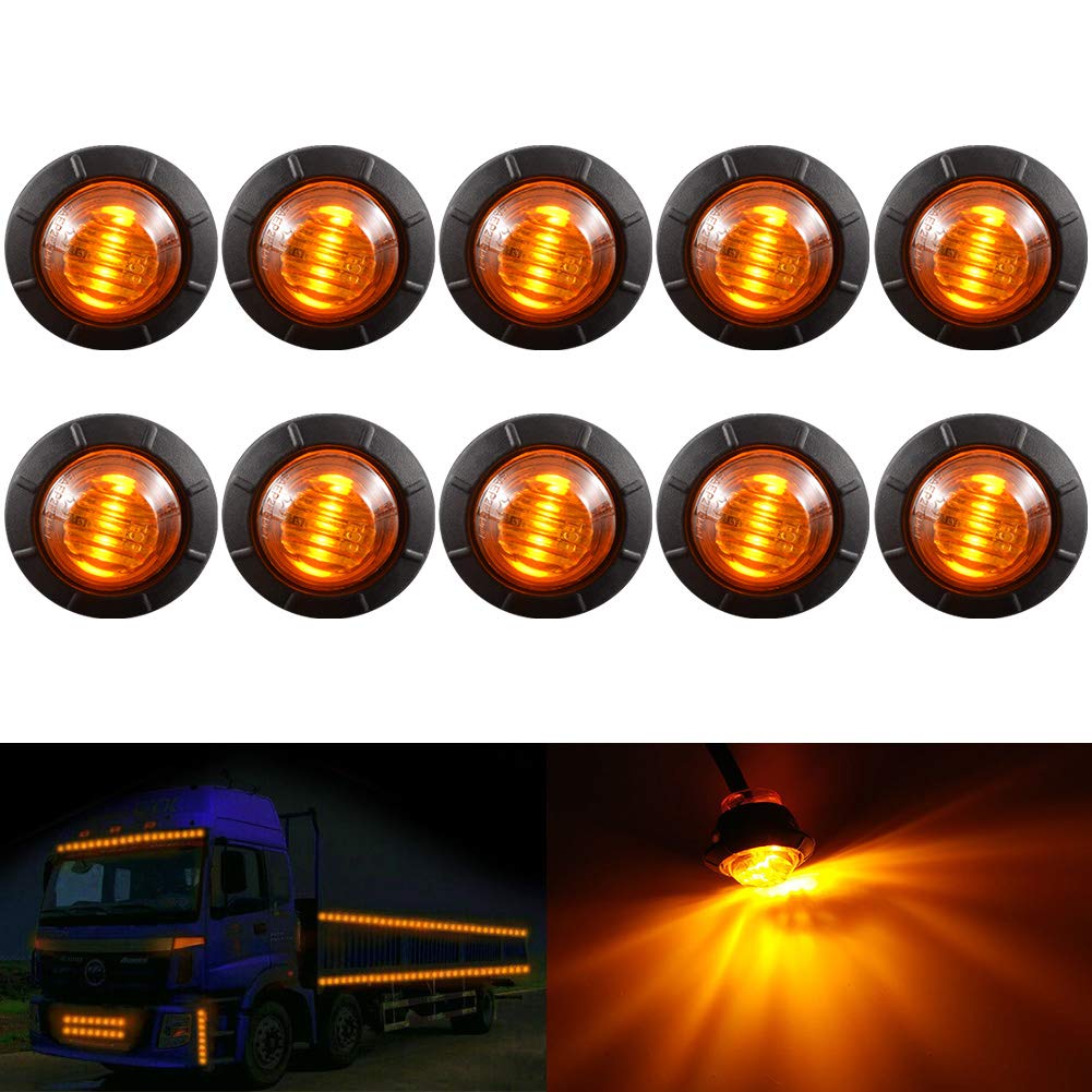 KATUR 3/4" Round LED Front Rear Side Marker Indicators Light Waterproof Bullet Clearance Marker Light 12V for Car Truck (Amber)