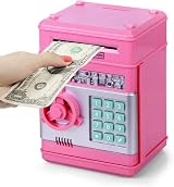 Thedttoy Digital Money Box ATM Pink Piggy Bank 4 Digit Password Safe 3-12