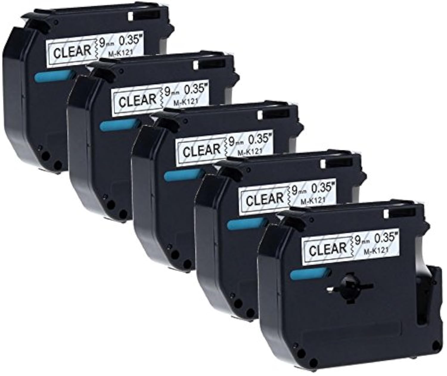 Prestige Cartridge 5 Compatible M K121 M-K121 Black on Transparent 9mm x 8m Label Tapes for PT-45 PT-55 PT-65 PT-70 PT-75 PT-80 PT-85 PT-90 PT-M95 PT-100 PT-110 PT-BB4 Label Makers