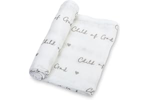 LollyBanks Baby Swaddle Blanket, 100% Cotton Muslin Blankets for Boys and Girls, 47 x 47 Inches Soft and Breathable Newborn Swaddle, Gentle Baby Wrap Swaddle, Registry (Child of God Print)