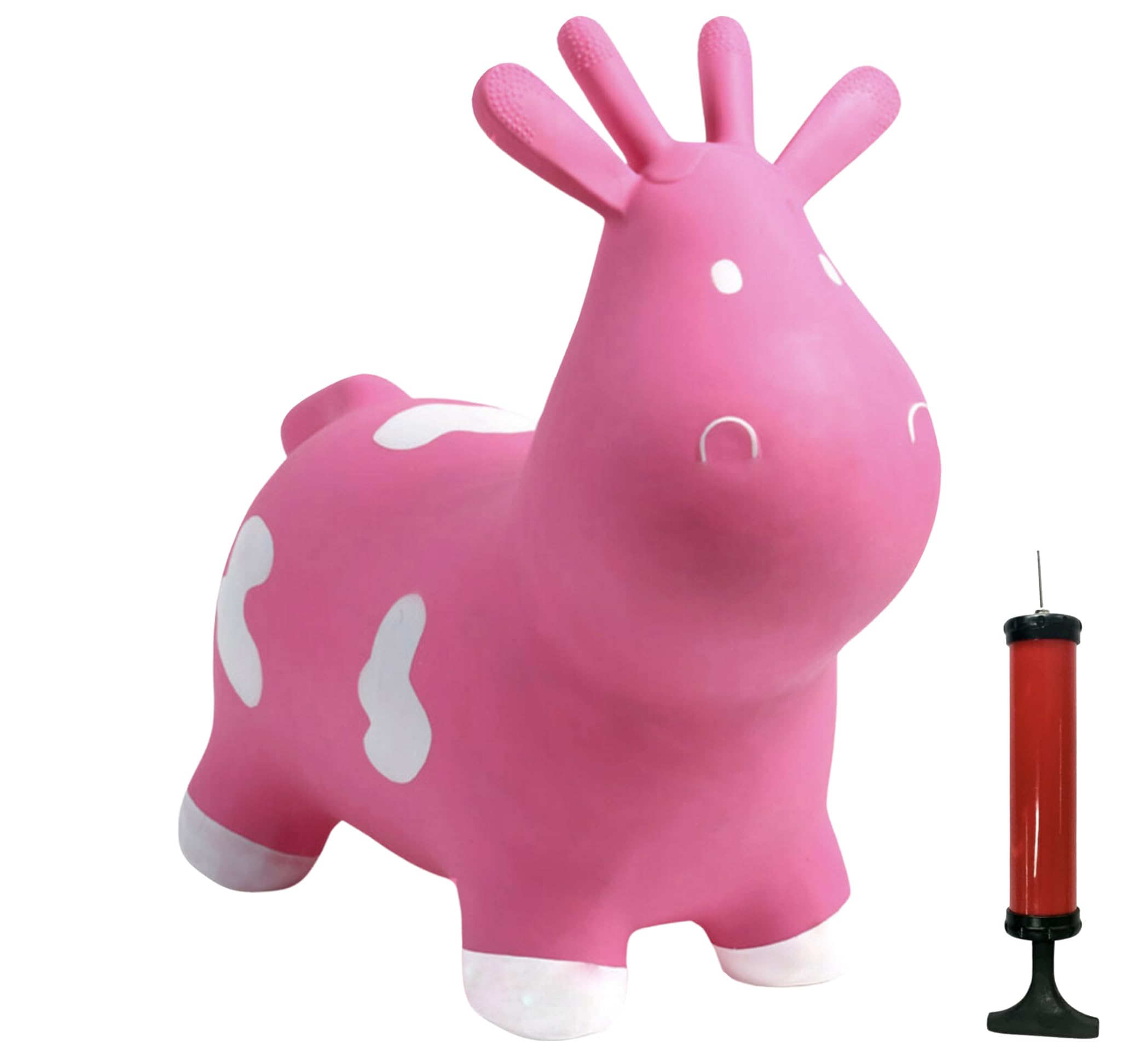 Happy Hopperz Pink Inflatable Cow - Space Hopper for Kids 12 Months to 5 Years - Indoor/Outdoor Toys with Pump - Animal Hopper Bouncy Toy for Toddlers and Preschoolers - Perfect Kids Outdoor Toys