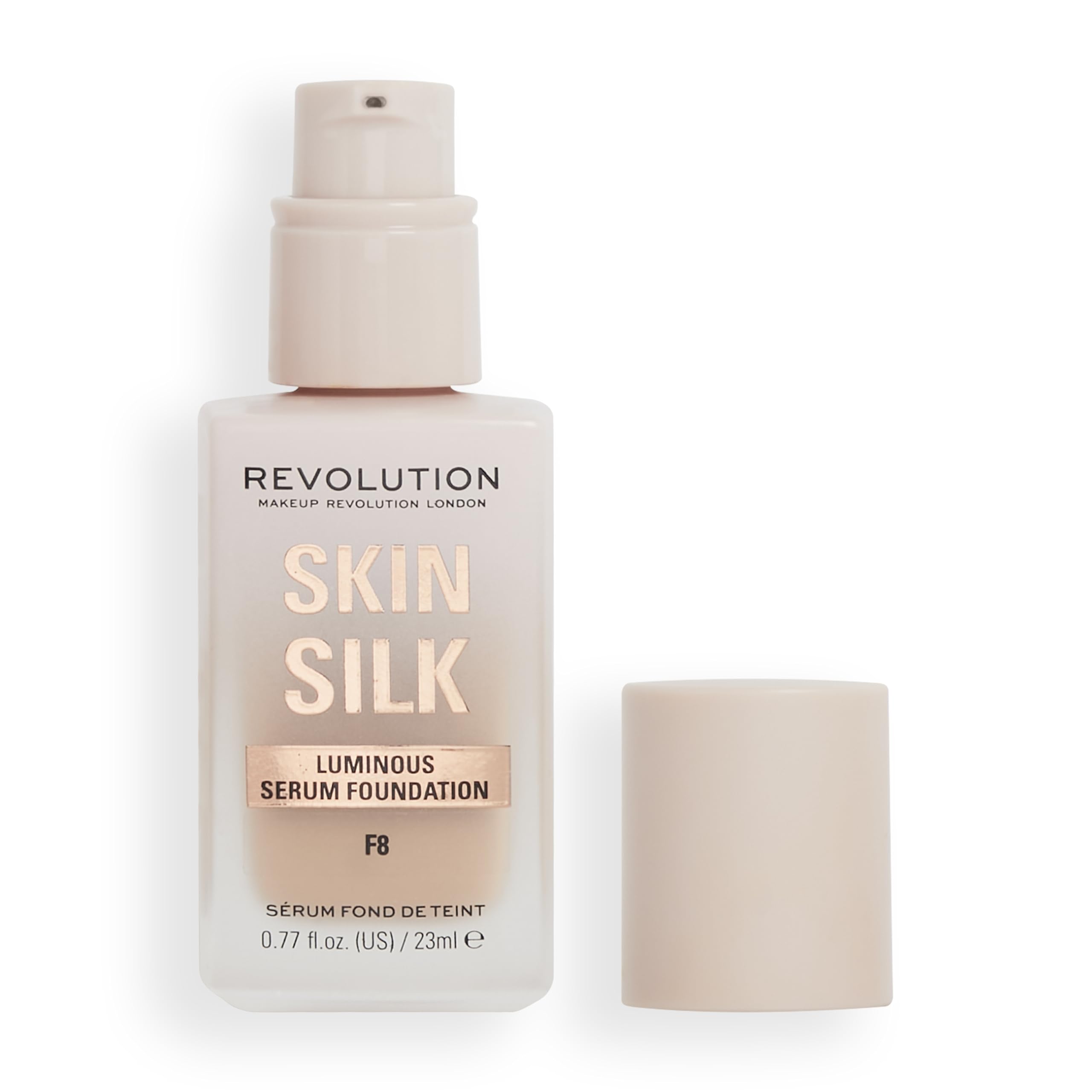 Makeup Revolution, Skin Silk Serum Foundation, Light to Medium Coverage, Contains Hyaluronic Acid, F8, 23ml