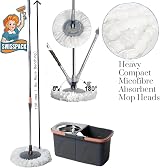 SWISSPACK Revolving Spin Mop and Bucket Set with 4 Reusable Pads Orange-Gray view 3