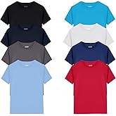 8 Pack Boys Kids Youth Mesh Athletic Quick Dry T Shirts Short Sleeve Moisture Wicking Tee Shirts Active Tops (Age 4-18)
