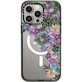 CASETiFY Impact Case for iPhone 15 Pro Max [4X Military Grade Drop Tested / 8.2ft Drop Protection/Compatible with Magsafe] - Flower Prints - My Succulent Garden - Clear Black