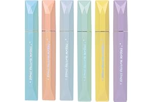 COLNK Glitter Pastel Highlighter,Set of 6 Pcs Cute Aesthetic Highlighters Assorted Colors,Chisel Tip,Metallic Highlighters for Journal Planner, Highlighting, Note-taking,Glitter Ink B