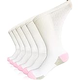 SYOLLAVE Women Diabetic Socks Non-Binding Wide Top Loose Fitting Medical Hospital Socks for Diabetes Edema Thick Ankle Crew Socks Casual Dress Sox