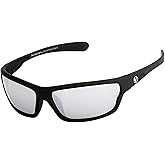 Nitrogen Men's Rectangular Sports Wrap 65mm Polarized Sunglasses (Black Matte Rubberized, Ice Silver Mirror)