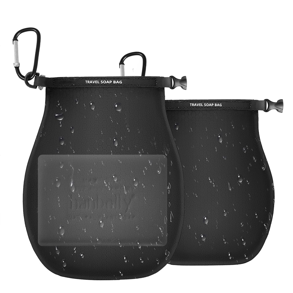 majesort 2 Pack Soap Travel Case Container,Portable Soap Bag Travel Soap,Solutions for Travelling Bathroom Shower Gym with Bar Soap (Black), OZ01