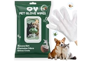 QingYa Extra Thick No-Rinse Pet Grooming Glove Wipes - Deep Clean, Deodorize & Nourish Fur for Dogs & Cats | Hypoallergenic, 