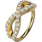 Pierced Owl 20GA CZ Crystal Paved Infinity Sign Bendable Hoop Ring