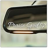 (3 Pcs) Praise God Mirror Sticker Inspirational Christian Vinyl Decal with Heart for Car Rear View Mirror Window Laptop Motorcycle Faith Quote Waterproof Sticker 4 inches