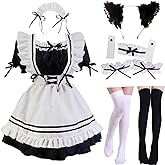 GKMAJKMB Japanese Maid Outfit Anime French Maid Apron Classic Lolita Fancy Dress Cosplay Costume for Halloween Party