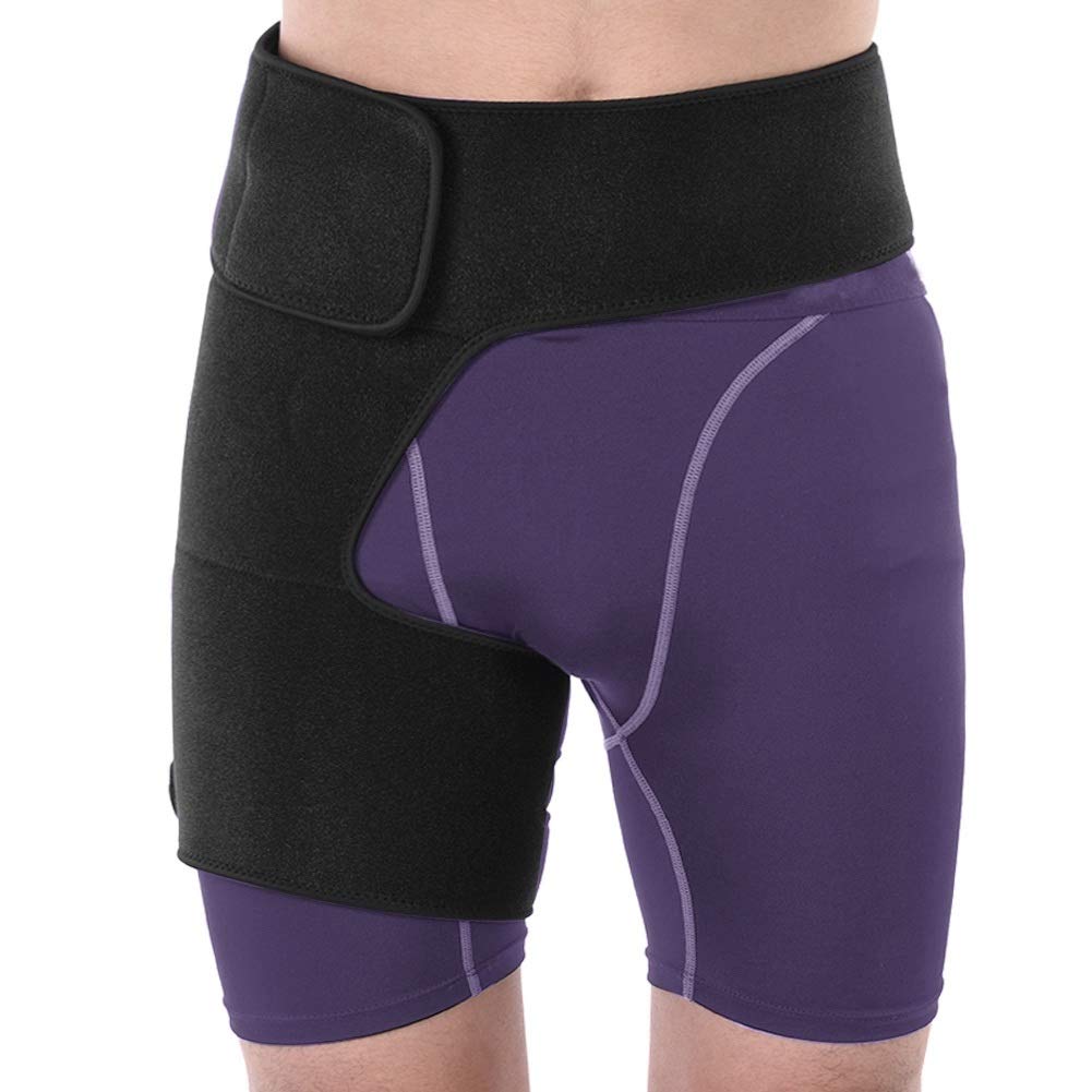 Nikou Thigh Groin Support Bandage Hip Support, Adjustable Compression Wrap For Hip, Breathable Unisex Thigh Brace Muscle Strain Prevention For Sciatica Pain Relief