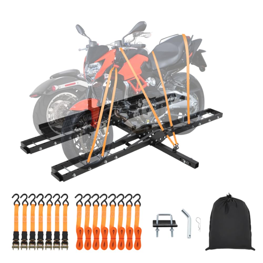 Photo 1 of EliteEdge Dual Motorcycle Carrier Hitch Mount,600 LBS Dirt Bike Carrier with Ramp,Ratchet Straps,Stabilizer for Car,Truck