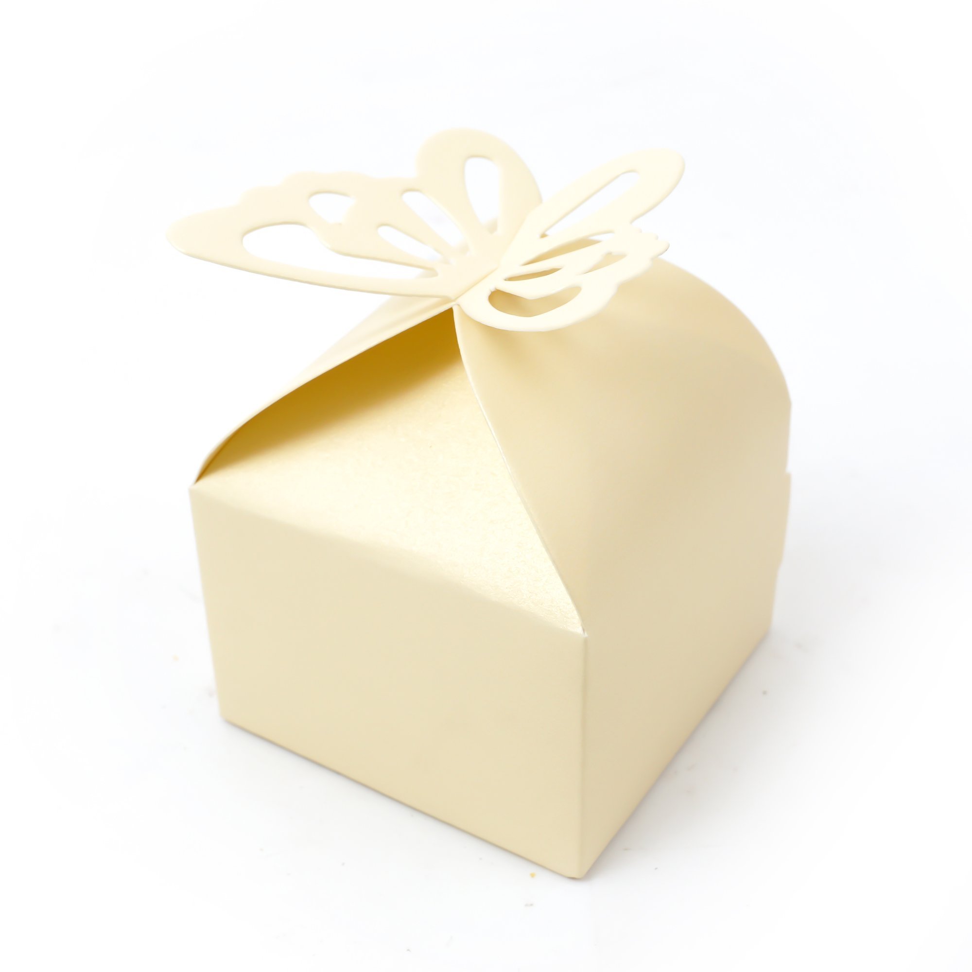 100pcs Butterfly Wedding Favour Box Birthday Party Gifts Candy Box(beige)