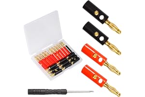 SPEEDWOX 20 Pcs 4mm Screw Type Banana Plugs Gold Plated Banana Speaker Audio Speaker Wire Cable Connectors with Plastic Stora