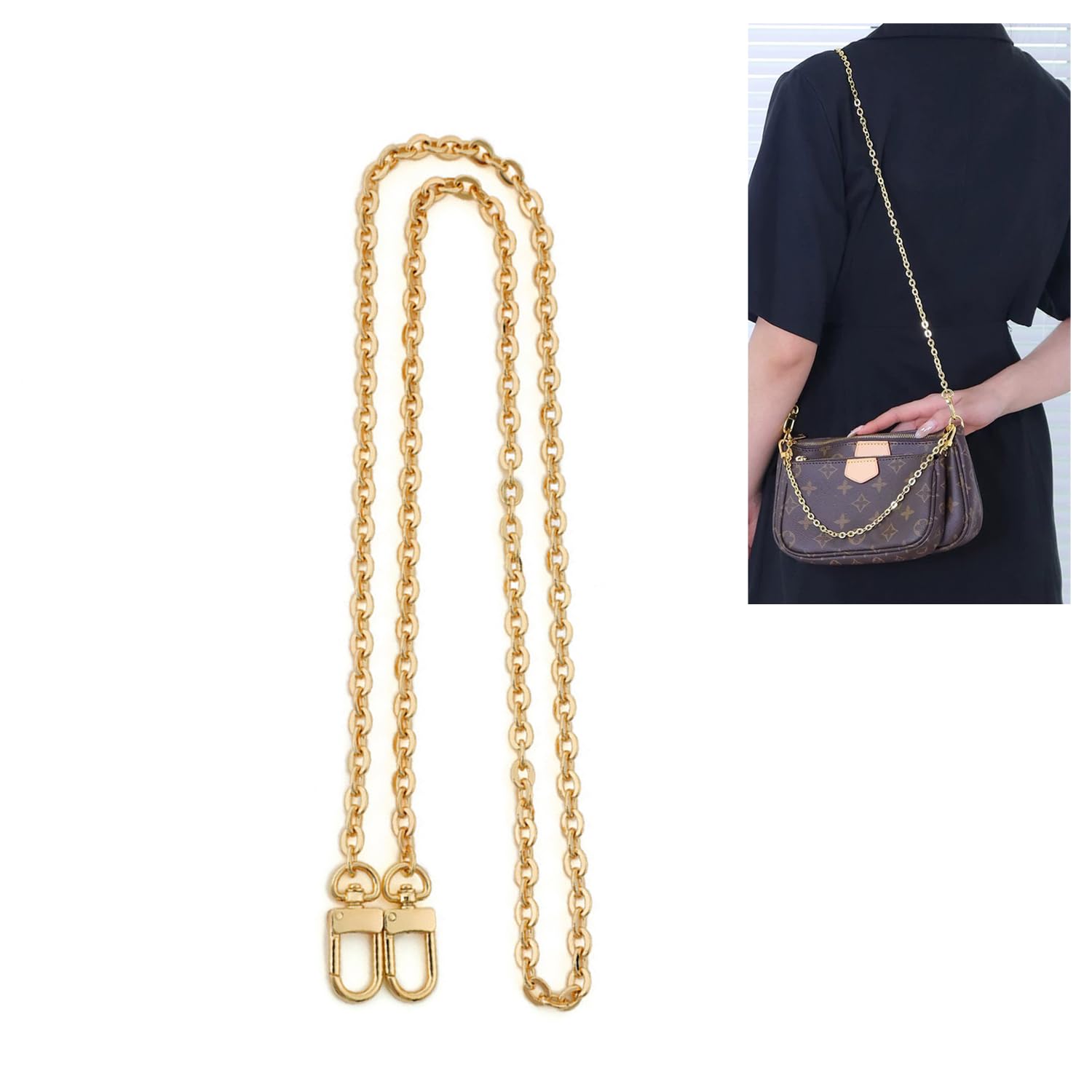 Photo 1 of BEUDW Purse Chain Strap Crossbody Gold Chain Shoulder Bag Replacement Strap?Length:34.4inch?