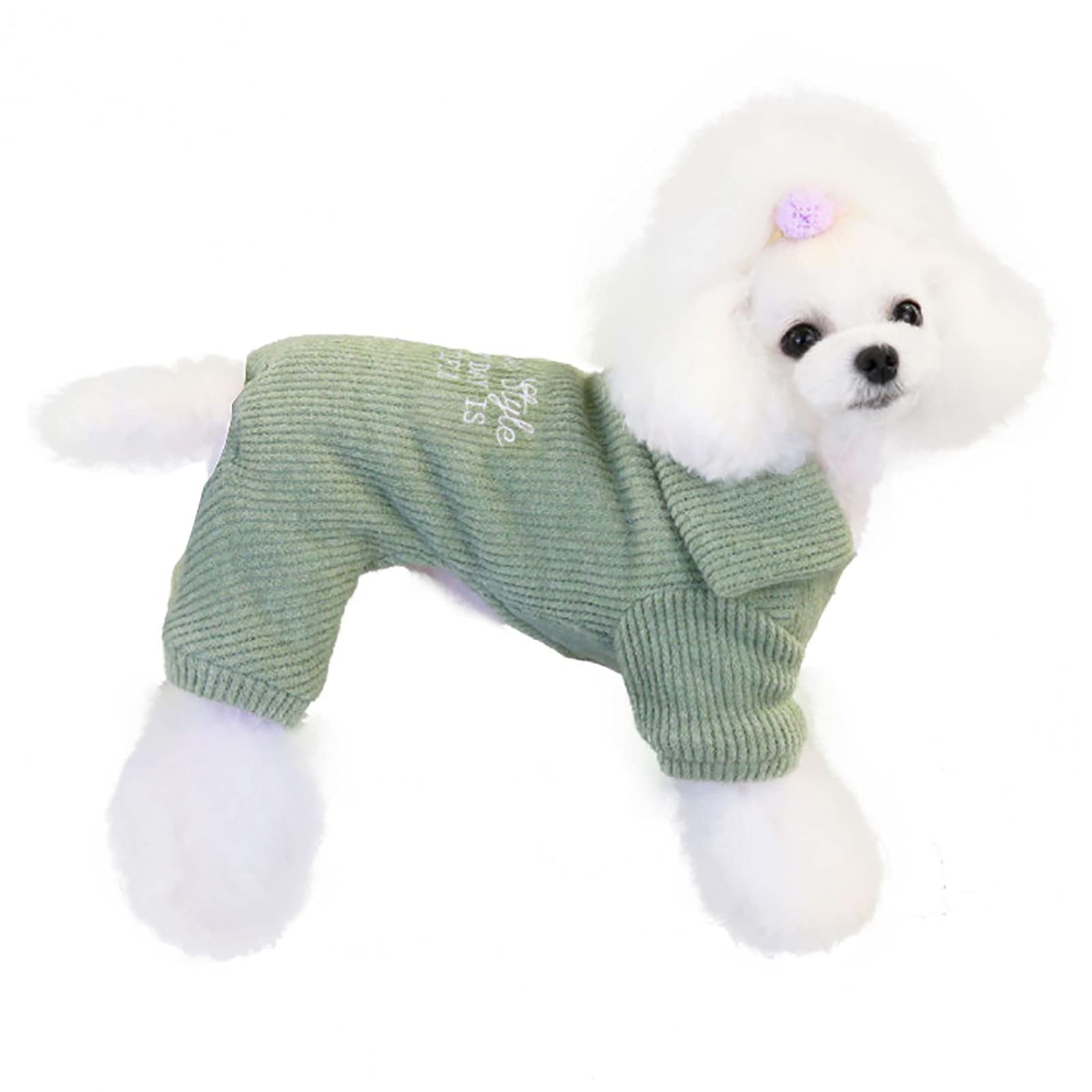 Dog Sweater Dog Clothes Fleece Dog Woolen Sweater Winter Warm Sweat Shirt 4 Legs Jumpsuit Simple Fleece Sweater for Small Dog Medium Dog Cat Green L