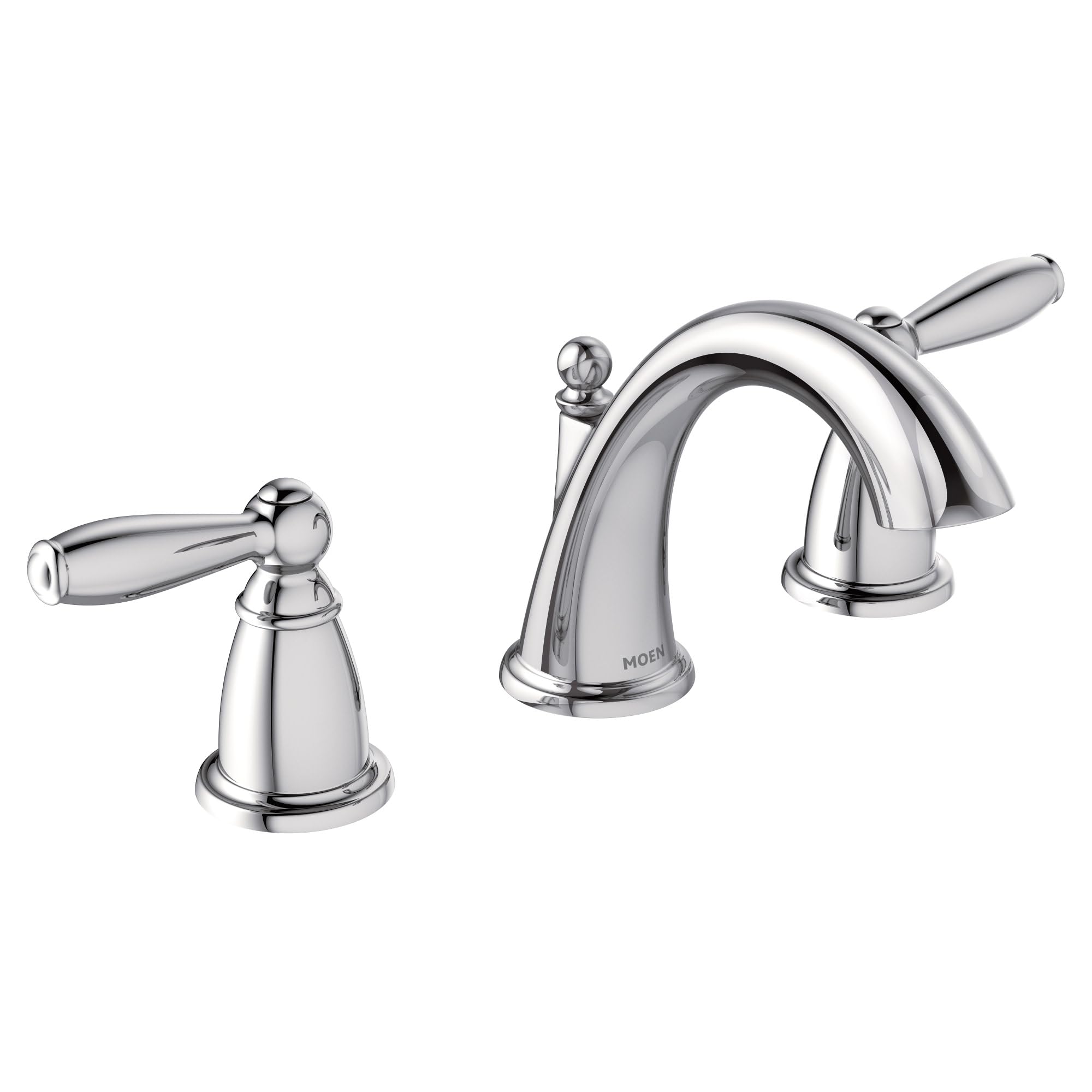 Photo 1 of Moen Brantford Chrome Two-Handle High Arc Widespread Bathroom Sink Faucet for 3-Hole Setups with Valve Included, TV6620
