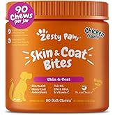 Zesty Paws Omega 3 Alaskan Fish Oil Chew Treats for Dogs - with AlaskOmega for EPA & DHA Fatty Acids - Hip & Joint Support + Skin & Coat Chicken Flavor (90 Soft Chews)
