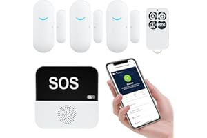 Chatthen Door Chime, Door Alarm Contact Sensor, Alarm System for Home Security, APP Remote Control, WiFi +RF Receiver Compatible with 200 Accessories (1 Receiver & 3 Door Sensor & 1 Remote Control)