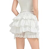 BEAUTELICATE Women Short Bloomers 100% Cotton Vintage Underskirt 3 Tiered Ruffled Elastic Waistband