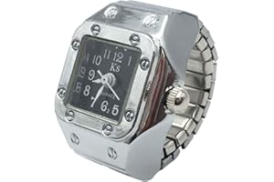 WASHRANP Rings for Women, Rings for Teen Girls Couple Watch Adjustable Rust-proof Alloy Stretchy Finger Quartz Watch Mens Rings for New Year Gift Valentine's Day Gift