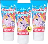 Brush-Baby Natural Strawberry Kids Toothpaste 150ml 3 x 50ml Ages 3+