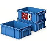 3-Pack Heavy Duty Part Bins, Stackable Tool Storage Bin for Hardware | Straight Wall Container for Screws, Nuts &amp; Bolts, Industrial Organizer Bin for Wearhouse &amp; Factory (13.5"L*10.3"W*5.1"H)