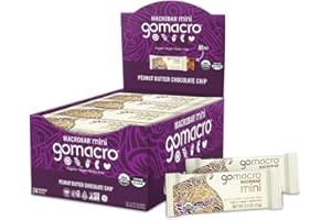 GoMacro MacroBar Mini Organic Vegan Snack Bars - Peanut Butter Chocolate Chip (0.90 Ounce Bars, 24 Count)