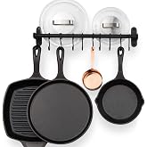 Wallniture Lyon Kitchen Rail with 10 Utensil Holder S Hooks for Hanging Kitchen Utensils Set and Cookware, 17" Frosty Black