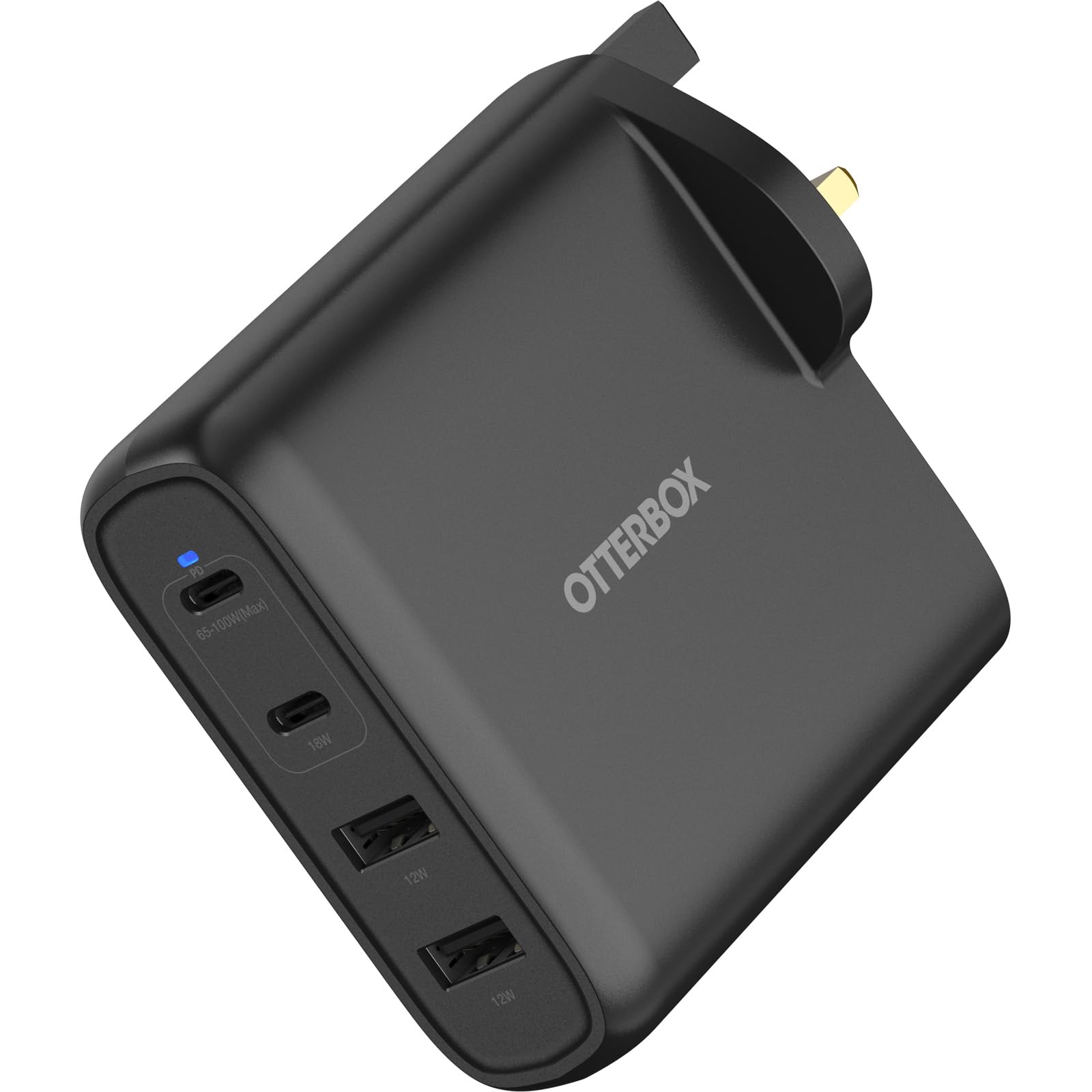 OtterBox Standard UK 100W USB-C PD GaN Four Port Wall Charger, x2 USB-C PD Ports + x2 USB-A Ports, Fast Charger for Smartphone and Tablet, Drop Tested, Ultra Durable, Black — image 1