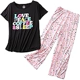PNAEONG Women’s Pajama Set - Sleepwear Tops with Capri Pants Casual and Fun Prints Pajama Sets SY215-Purple-XL