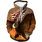 ARORALS Men's Bald Eagle Hoodie Autumn Winter Long Sleeve Pullover Animal Theme Sweatshirt Realistic Graphic Hoodie
