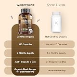 WeightWorld Organic Ashwagandha Capsules 600mg 180 Caps with Black Pepper view 3