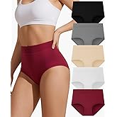 linccure Cotton Underwear for Women High Waisted Full Coverage Stretch Briefs Soft Underpants Ladies Panties 5 Pack