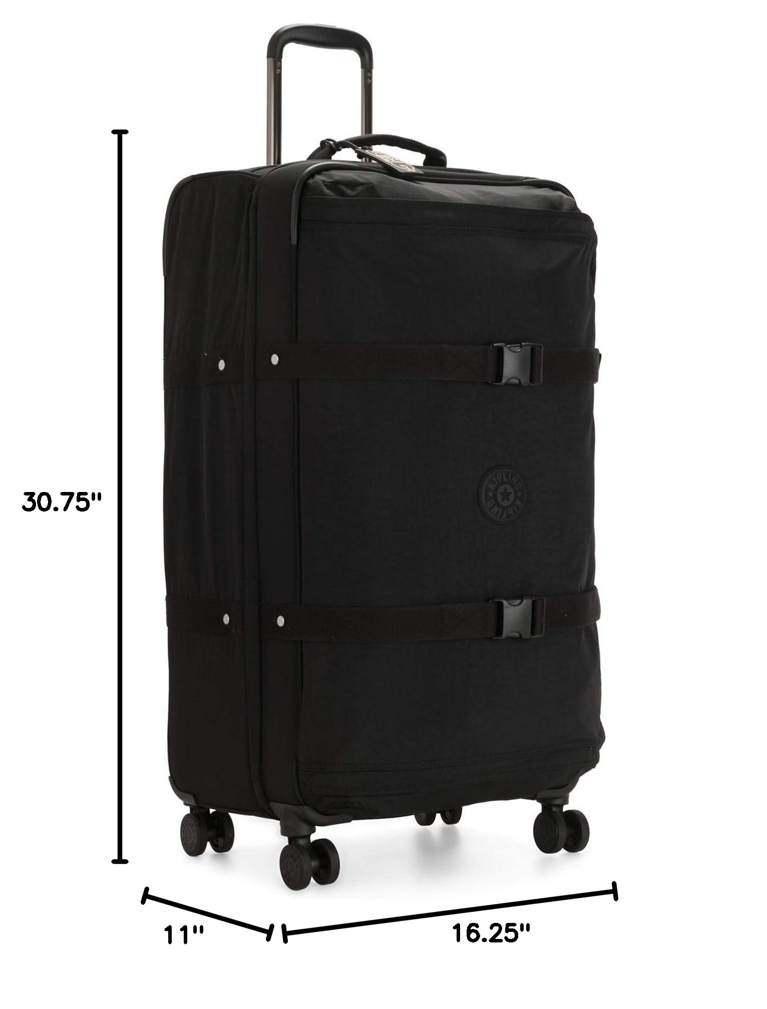 Kipling Spontaneous Softside Spinner Wheel Luggage, Integrated TSA Accepted Lock, Black Noir, Checked-Large,KI4193
