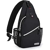 MOSISO Mini Sling Backpack,Small Hiking Daypack Travel Outdoor Casual Sports Bag, Black