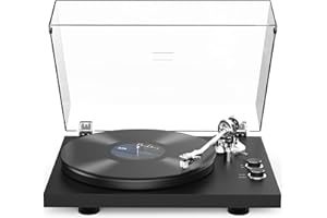 RETROLIFE Turntables Record Player Wireless Output Connectivity Vinyl Player Belt-Drive Turn Tables Support 33&45 RPM Speed Phono Line Output USB Digital to PC Recording ATN3600L MM Cartridge Black