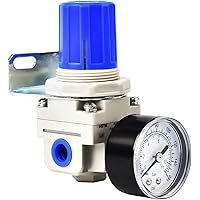 1/4" NPT Air Pressure Regulator - Air Regulator for Compressor,Air Compressor Regulator Air Drying System AR2000-02 Gauge 0-1