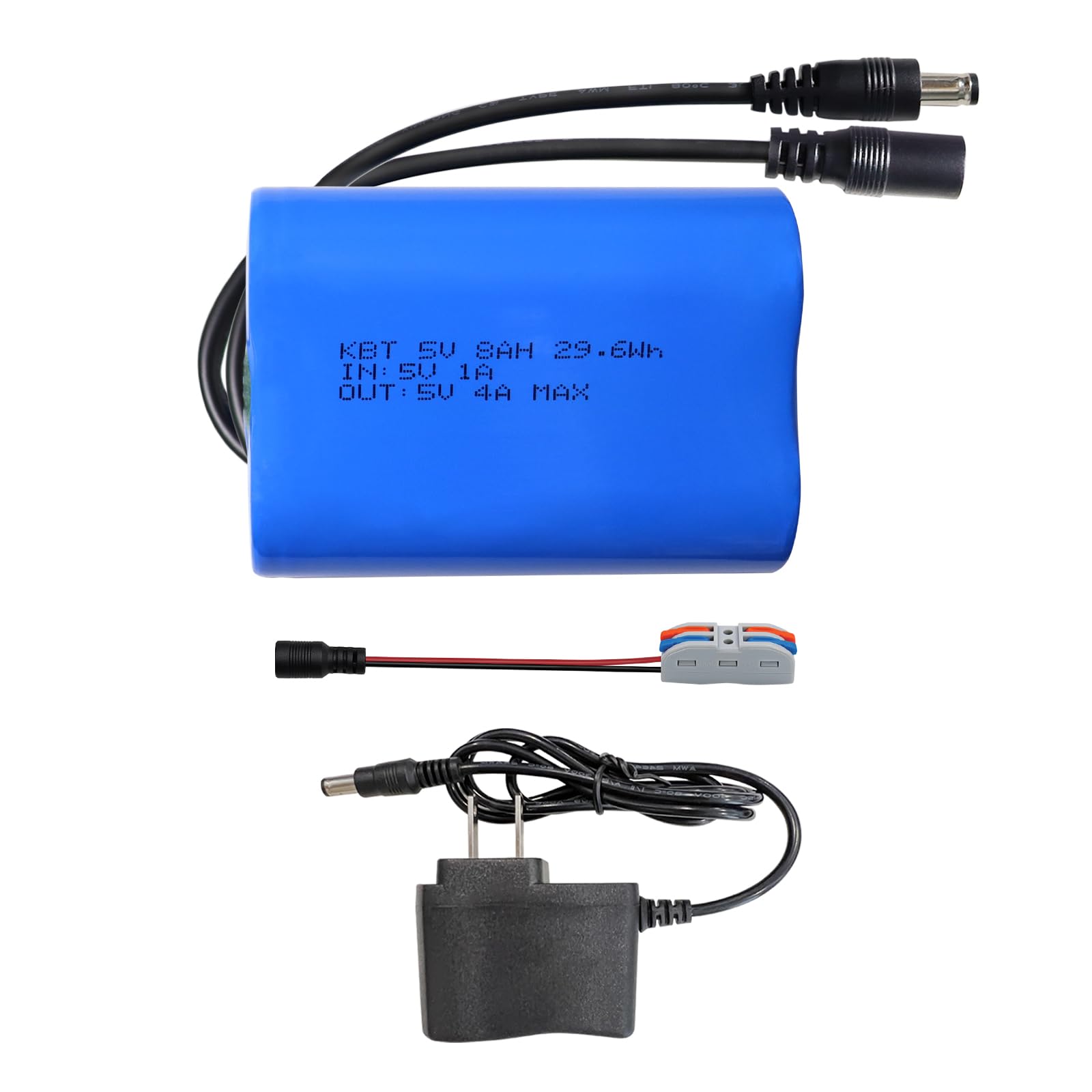 KBT 5V 8Ah Battery Pack With DC5521 Connector Cable Battery Charger KBT 5V 8Ah Battery Pack With DC5521 Connector Cable Battery Charger