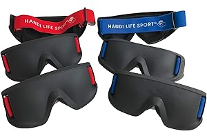 Handi Life Sport | 6 Justa Blind Sports Masks | for Blind Soccer, Goalball, Torball, Showdown | Adaptive Sports | Blue and Red