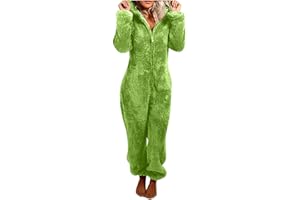 SHOPESSA Sherpa Jumpsuit Women Women's Fuzzy Pajamas Long Sleeve Adult Cat Onesie Pajamas Winter Rompers Sleepwear