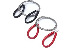 Waziaqoc 2 Pcs Survival Wire Saw, Heavy Duty Emergency Steel Wire Saw, Pocket Size Outdoor Tool for Cutting Wood Rubber Plastic (Black, Red)