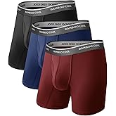 BAMBOO COOL Men's Ultra-Soft Breathable Boxer Briefs 3-Pack - Moisture Wicking Underwear | Comfort Fit, Tagless